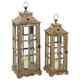 Brown Wood Lighthouse Style Decorative Candle Lantern (set Of 2)