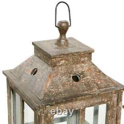 Brown Wood Lighthouse Style Decorative Candle Lantern (Set of 2)