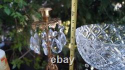 C 1890s Figural Girandole Candelabra Centerpiece Bowl Marble Base Crystal Prisms