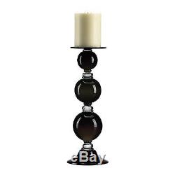 Candle Holder Candlestick Cyan Design Globe Medium Clear Black Glass New