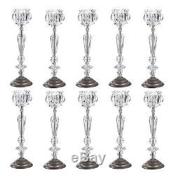 CANDLE HOLDERS Set of 10 Sparkling Crystal Flower 14 Tall Candle Stands NEW