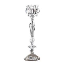 CANDLE HOLDERS Set of 10 Sparkling Crystal Flower 14 Tall Candle Stands NEW