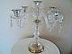 Chandelier Crystal Glass Candle Holder- Candelabra/w Gold Accents