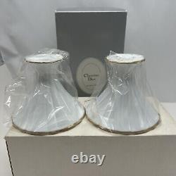 CHRISTIAN DIOR Candle Holders White with24K Gold Trim #CD5002-G Japan VTG NOS