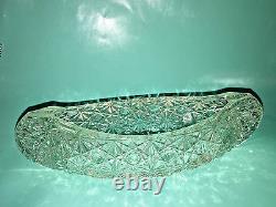 CRYSTAL CANOE Boat CANDLE HOLDER Daisy & Button PRESSED GLASS Candy DIsh VINTAGE