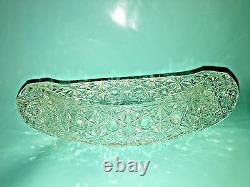 CRYSTAL CANOE Boat CANDLE HOLDER Daisy & Button PRESSED GLASS Candy DIsh VINTAGE