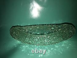 CRYSTAL CANOE Boat CANDLE HOLDER Daisy & Button PRESSED GLASS Candy DIsh VINTAGE