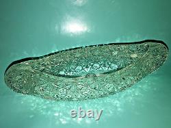 CRYSTAL CANOE Boat CANDLE HOLDER Daisy & Button PRESSED GLASS Candy DIsh VINTAGE