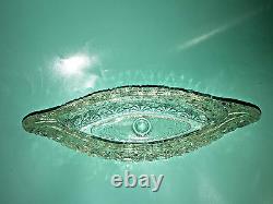 CRYSTAL CANOE Boat CANDLE HOLDER Daisy & Button PRESSED GLASS Candy DIsh VINTAGE