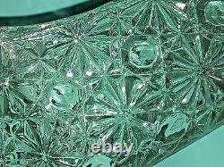 CRYSTAL CANOE Boat CANDLE HOLDER Daisy & Button PRESSED GLASS Candy DIsh VINTAGE