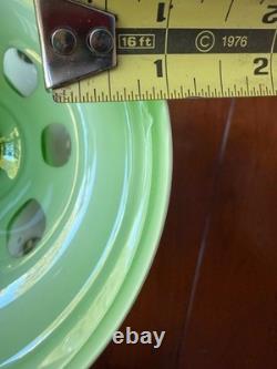 CZECH BOHEMIAN BOWL & 2 CANDLE HOLDERS Cased Glass white to green, 3 PIECES