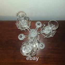 Cambridge 2 Tier 3 Arm Epergne Candelabra Bobeche Crystal Prisms Candle Holders