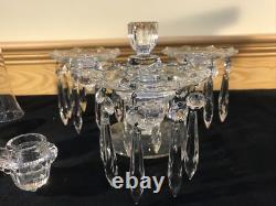 Cambridge 2 Tier 3 Arm Epergne Candelabra Bobeche Crystal Prisms Candle Holders Cambridge 2 Tier 3 Arm Epergne Candelabra Bobeche Crystal Prisms Candle Holders