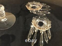 Cambridge 2 Tier 3 Arm Epergne Candelabra Bobeche Crystal Prisms Candle Holders Cambridge 2 Tier 3 Arm Epergne Candelabra Bobeche Crystal Prisms Candle Holders