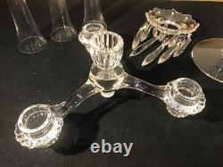Cambridge 2 Tier 3 Arm Epergne Candelabra Bobeche Crystal Prisms Candle Holders Cambridge 2 Tier 3 Arm Epergne Candelabra Bobeche Crystal Prisms Candle Holders