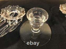 Cambridge 2 Tier 3 Arm Epergne Candelabra Bobeche Crystal Prisms Candle Holders Cambridge 2 Tier 3 Arm Epergne Candelabra Bobeche Crystal Prisms Candle Holders