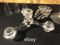 Cambridge 2 Tier 3 Arm Epergne Candelabra Bobeche Crystal Prisms Candle Holders Cambridge 2 Tier 3 Arm Epergne Candelabra Bobeche Crystal Prisms Candle Holders
