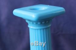 Cambridge Azurite Doric Column 9¼ Turquoise Blue Candle Holders