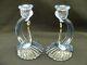 Cambridge Caprice Blue Pair Shell Candlesticks With Prism