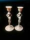 Cambridge Crown Tuscan Pink Opaline Glass Art Deco Nude Candle Holder Pair