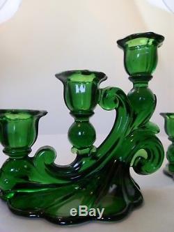 Cambridge Glass Emerald Candle Holders- Set of Two