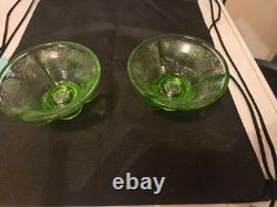 Cameo pattern green candle holders