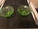 Cameo Pattern Green Candle Holders