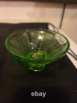 Cameo pattern green candle holders