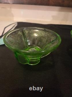 Cameo pattern green candle holders