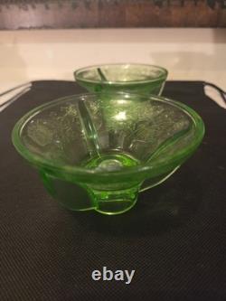 Cameo pattern green candle holders