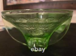 Cameo pattern green candle holders