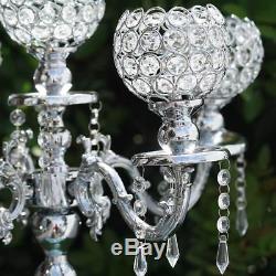 Candelabra Crystal Glass Candle Holder Wedding Centerpiece 25 Tall Silver