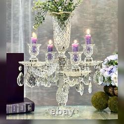 Candelabra Epergne Hanging Crystals Vintage Duncan Miller Centerpiece Candle