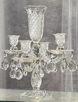 Candelabra Epergne Hanging Crystals Vintage Duncan Miller Centerpiece Candle