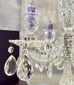 Candelabra Epergne Hanging Crystals Vintage Duncan Miller Centerpiece Candle