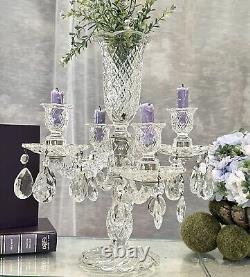 Candelabra Epergne Hanging Crystals Vintage Duncan Miller Centerpiece Candle