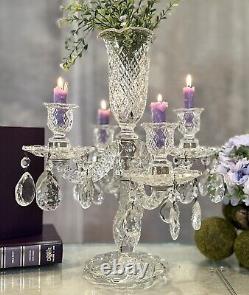 Candelabra Epergne Hanging Crystals Vintage Duncan Miller Centerpiece Candle