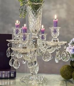 Candelabra Epergne Hanging Crystals Vintage Duncan Miller Centerpiece Candle