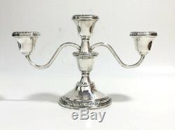 Candelabra Sterling Silver 3 Arm Candle Holder With 2 Glass Votive Inserts