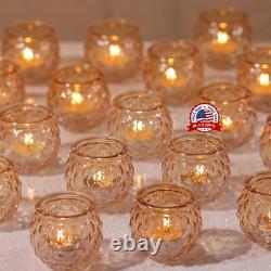 Candelabros votivos redondos de oro juego de portavelas de cristal de mercurio
