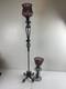 Candle Holder Glass Metal Purple Amethyst Unique Set Of Two 41