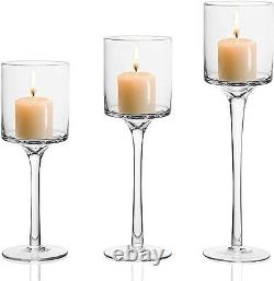 Candle Holder Glass Tealight Tall High Tea Light Elegant Candl (Small 10 Sets)