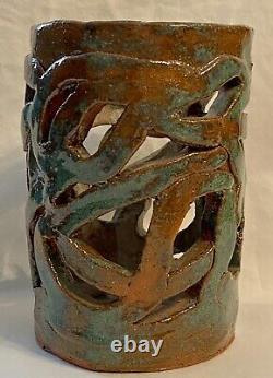 Candle Holder VTG C. 1976 Hand Thrown Signed Art Pottery Brutalist 5.25 High