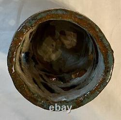 Candle Holder VTG C. 1976 Hand Thrown Signed Art Pottery Brutalist 5.25 High