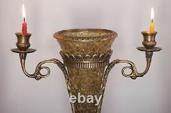 Candle Holder, Vase, Ashtray set, Antique, Brass and glass finish, 1960's