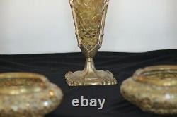 Candle Holder, Vase, Ashtray set, Antique, Brass and glass finish, 1960's
