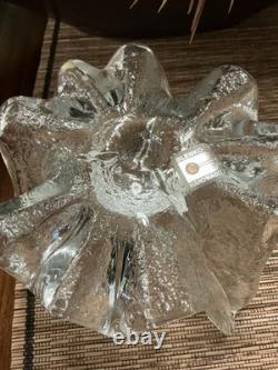 Candle Holders 2 VTG Blenko Tall Art Glass Ice Floe Tri-Foot by Don Shepherd