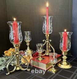 Candle Holders Brass Lacquered Centerpiece Hurricane Pillar Candlesticks Set 6