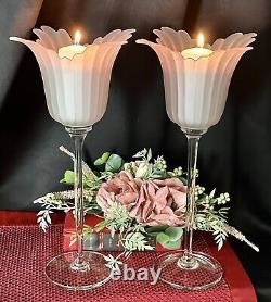 Candle Holders Frosted Tulip Shapped Candle Bowls /Vintage Flower Vases 5 Set