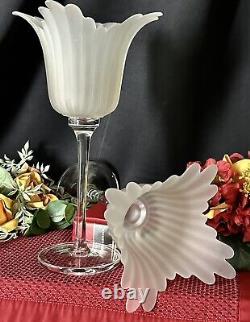 Candle Holders Frosted Tulip Shapped Candle Bowls /Vintage Flower Vases 5 Set